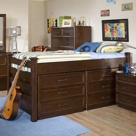 Full Slat Captain-Like Bed with Underbed Storage Units